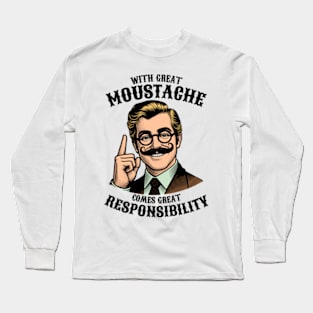 With Great Moustache Comes Great Responsibility Long Sleeve T-Shirt